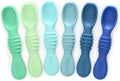PrimaStella Silicone Chew Spoon Set for Babies and Toddlers - Safety Tested - BPA Free - Microwave, Dishwasher and Freezer Safe - Seaside Palette