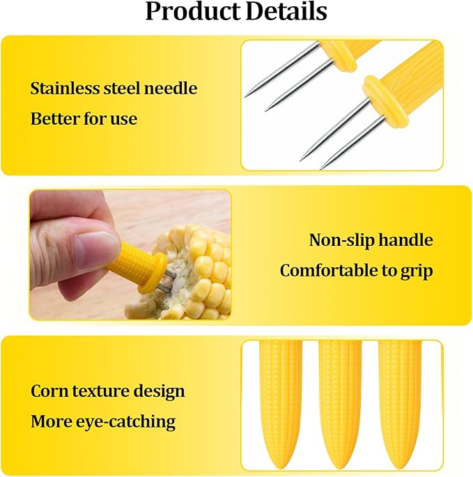 24 PCS Corn Cob Holders - Corn on the Cob Skewers,Corn on the Grill & Cob Skewers for Home & BBQ Cooking