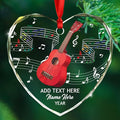 Personalized Ukulele Instrument Glass Christmas Ornament, Customized Text Year Name Keepsake Xmas Ornaments Gift for Ukulele Player/Lover, Ukuleles Musical Instrument Glass Ornament for Appreciation