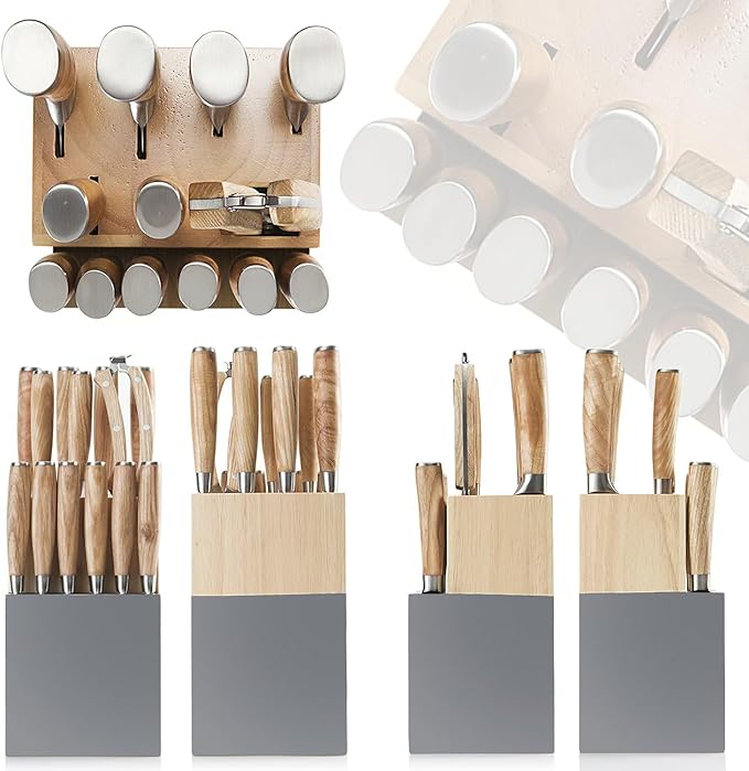 Natura Series 14 PCS Knife Block Set, Ultra Sharp High Carbon Stainless Steel with Wooden Handle