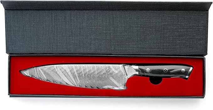 Mercer Culinary M13780 Premium Grade Super Steel, 8-Inch Chef's Knife w/Leaf Pattern Blade, G10 Handle