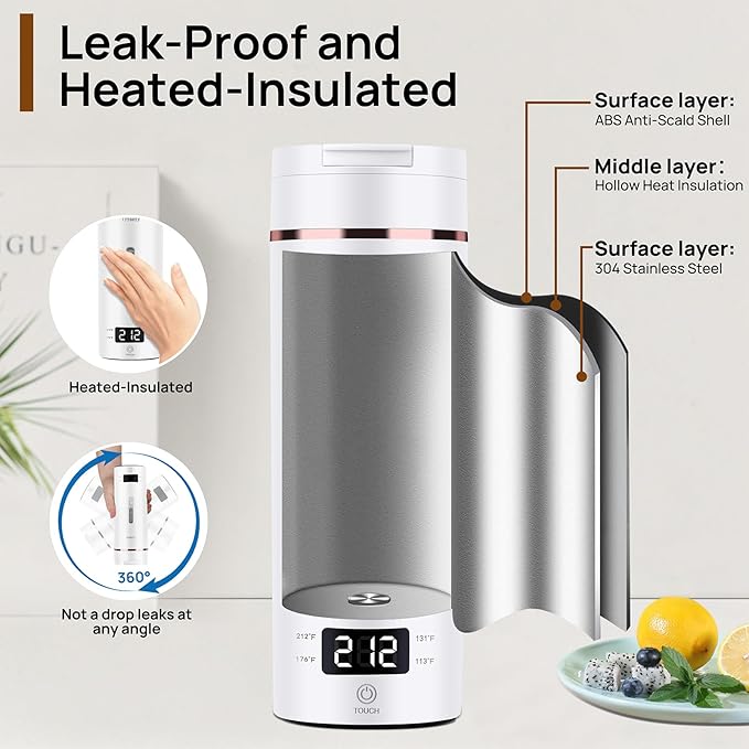 Portable Electric Kettle with Drinking Spout, Plug-in with Travel Bag, 450mL 304 Stainless Steel, 4 Preset Temp, Rapid Boiling – Home/Office/Hotel/Caravan/Dorm/Business Trip