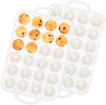 Muffin Pans With Metal Reinforced Frame - 24 Cups Durable Silicone Baking Pan for Muffins, Cupcakes, BPA Free and Dishwasher Safe - Beige with Rainbow Spots, Set of 2