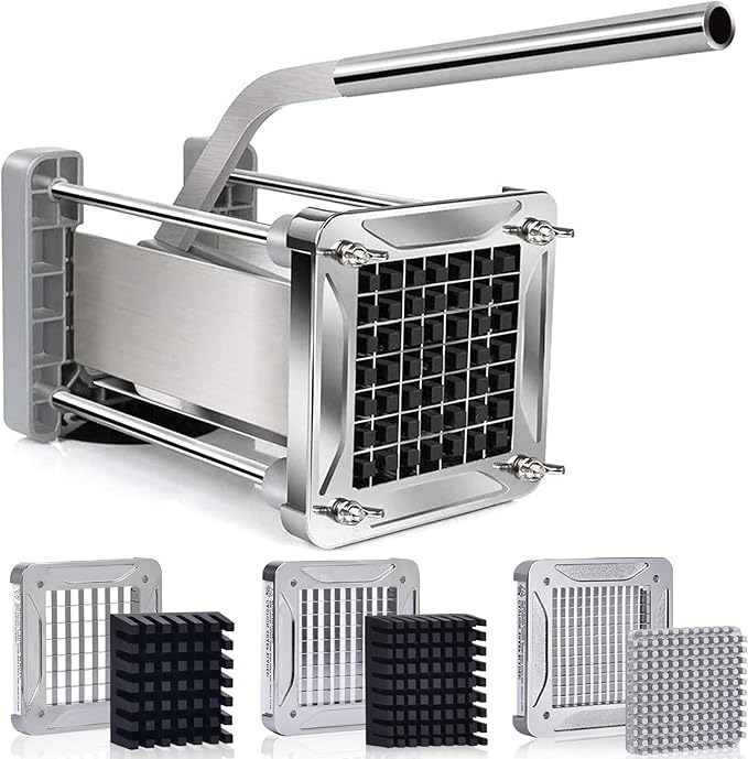 French Fry Cutter, Sopito Professional Potato Cutter Stainless Steel with 1/2-Inch and 1/4-Inch and 3/8-Inch Blade Great for Potatoes Carrots Cucumbers