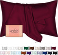 Mulberry Silk Pillow Cases Standard Size with Hidden Zipper, Ultra Smooth and Soft Breathable Cooling Silk Satin Pillowcase for Hair and Skin, Gifts for Women Men (Burgundy Red, 20x26 Inches, 1 Pack)
