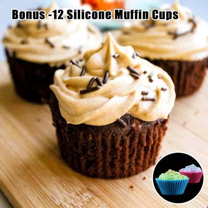 Silicone Muffin Pan Cupcake Pan Set - Mini 24 Cups and Regular 12 Cups Muffin Tin, Nonstick Food Grade Molds with 12 Baking Cups