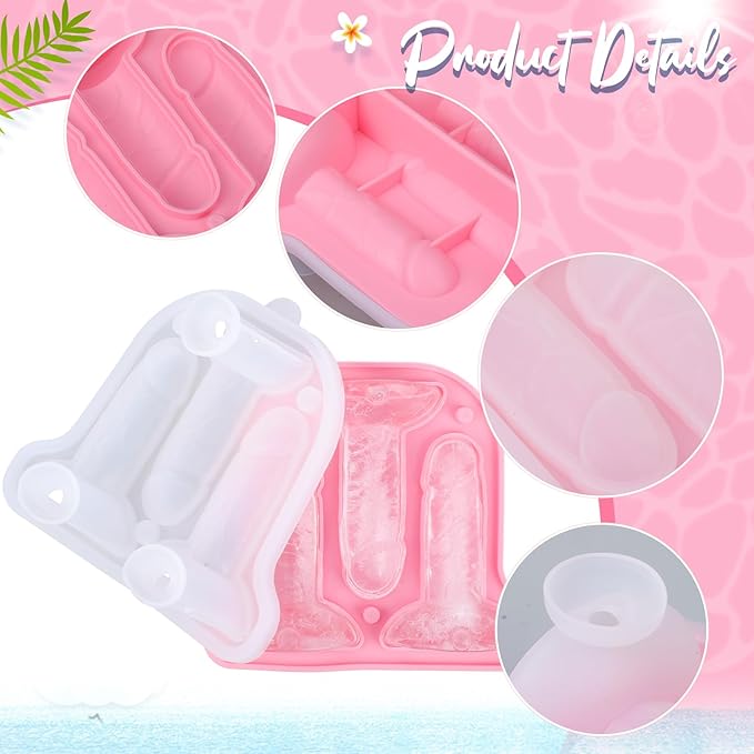 Hoolerry Ice Cube Molds Cube Trays Fun Shapes Silicone Ice Ball Maker with Lid for Whiskey Cocktails Juice Drinks Beverage Crafting Accessories White Elephant Gifting(Pink,Classic Style)