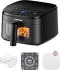 Cartman 4QT Compact Air Fryer, Extreme Flat(only 6.7in high), with Viewing Window and DC Motor, Up to 450℉, Touchscreen Controls with 7 Presets, Black, Small Air Fryers