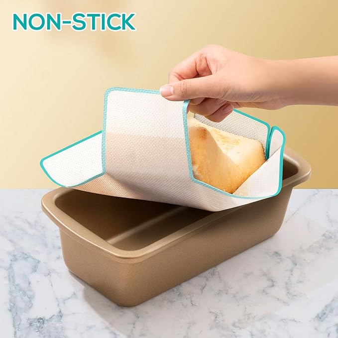 2PCS Silicone Reusable Loaf Pan Liner for Bread Baking, Non-Stick Silicone Bread Sling for Easy Sourdough Transfer, Fits Most 9x5" 9.5x5" Loaf Pans, Baking Accessories, Easy Release & Cleaning