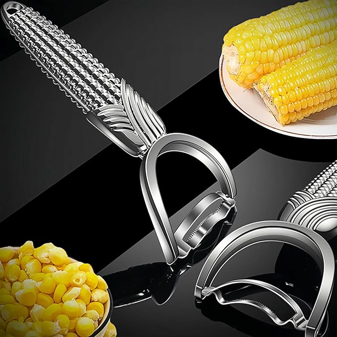 TEEVEA Corn Peeler and Cob Stripper Tool - Stainless Steel Kernel Remover & Cutter for Corn on Cob