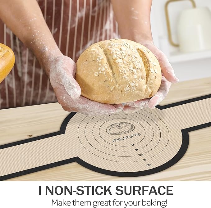 Silicone Bread Sling Oval and Round, 2 PCS Nonstick＆Reusable Bread Baking Mats, Easy-To-Clean Dutch Oven Liners, Sourdough Bread Baking Supplies (Oval and Round, Black)