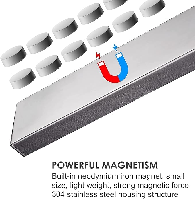 Enkrio 20 Inch Magnetic Knife Holder for Wall - Upgraded Stainless Steel Knife Magnetic Strip No Drilling with 3M Type, Magnet Knife Strip Bar Rack for Kitchen Utensil & Tool Holder