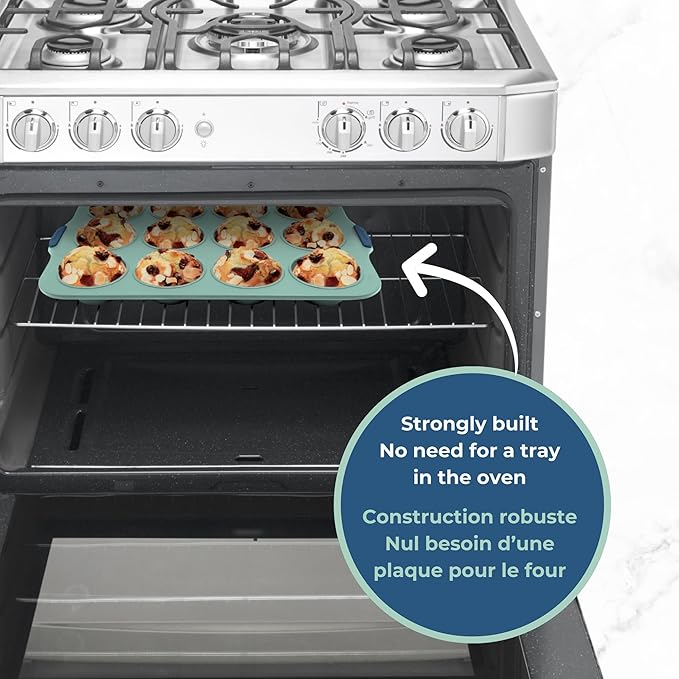 Starfrit Silicone 12 Cup Muffin Pan with Integrated Metal Frame - Green