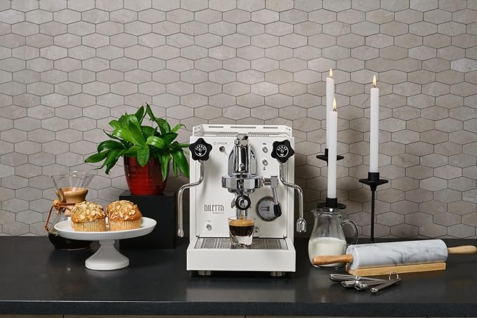 Diletta Bello Espresso Machine | Heat Exchanger | E61 | Manual Control | 3 Liter | Made In Italy | (White)