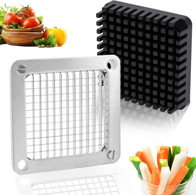 1/4" Replacement Dicer Chopper Blade with Pusher Block, Commercial French Fry Cutter Blade, Commercial Vegetable Chopper for Onion Dicer Tomato Dicer French Fries Cutter