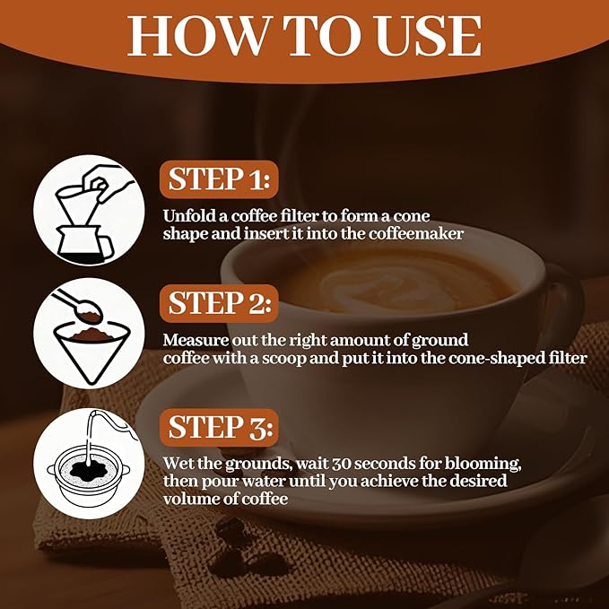 100 Pcs Pre-Folded Unbleached Coffee Filters, Brown Square Disposable Paper Pour Over Coffee Filter, 5-13 Cups Drip Percolator Coffee Filters, Filter for Pour-Over Coffee Makers Home Office