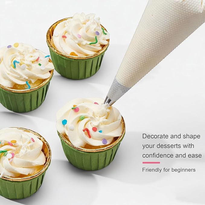 Keenpioneer 10-Inch Disposable Decorating & Pastry Bags, Tipless Icing Piping Bag for Cake, Cream Frosting and Cookie Decoration, Pack of 100 (Clear)