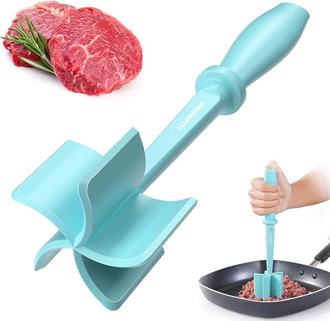 Meat Chopper, Hamburger Chopper, CLUEAPOP Potato Masher-Professional Multifunctional Heat Resistant Nylon Ground Beef Smasher Kitchen Tools And Gadgets, Safe For Non-Stick Cookware