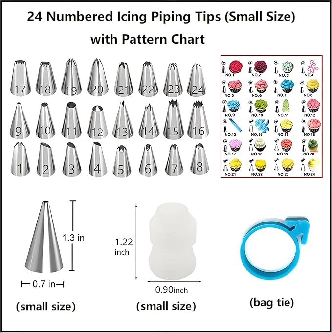 237 Pcs Cake Decorating Kit with Aluminium Alloy Rotating Cake Turntable,Cake Leveler,24 Numbered Icing Tips,2 Coupler,2 Spatulas,3 Comb Scrapers,100 Disposable Pastry Bags