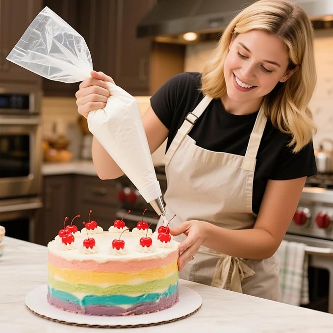 100Pack Disposable Pastry Bags, 16 Inch Clear Thick Plastic Anti-Burst Pastry Icing Frosting Piping Bags For Decorating Cupcakes Cakes Cookies