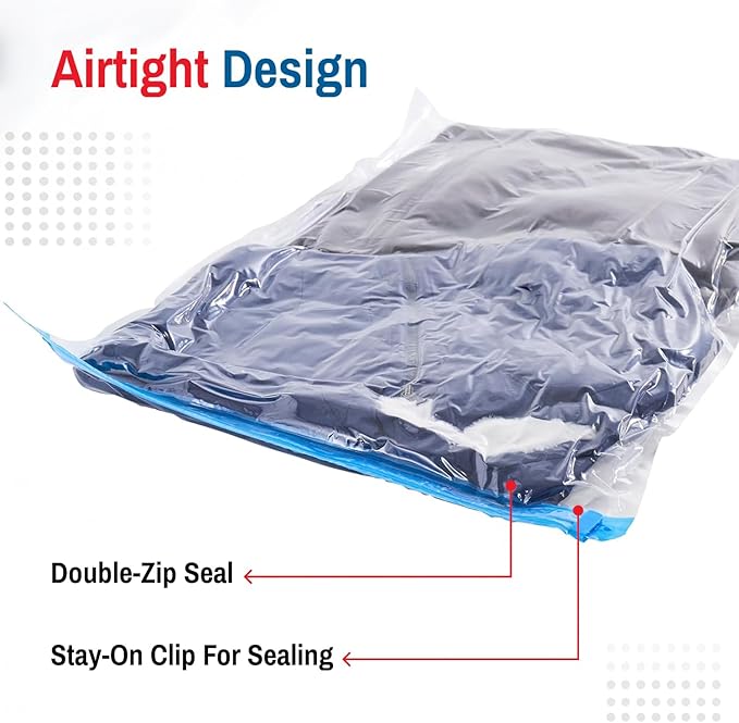 Spacesaver 16 Pack Roll Up Vacuum Storage Bags for Blankets & Clothes - Vacuum Sealed Compression Bags with Hand Pump - Space Saver Storage Bag for Bedding, Moving, Travel & Organization (8S & 8M)