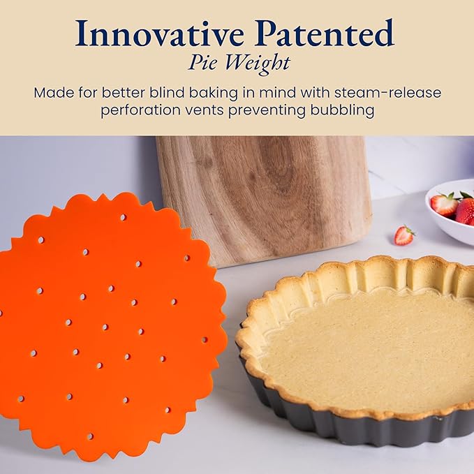 Patz&Patz PressPerfect Silicone Pie Weight - Patented Blind Baking Insert for TartArt 9 Inch Tart Pan - Alternative to Ceramic Pie Weights for Baking Crust - No Puff Ups or Cracked Crusts