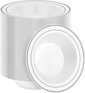 200 Pack Disposable Soup Bowls with Silver Rim, 12oz Premium Heavy Duty Plastic Dinner Bowls for Party, Wedding and Holiday