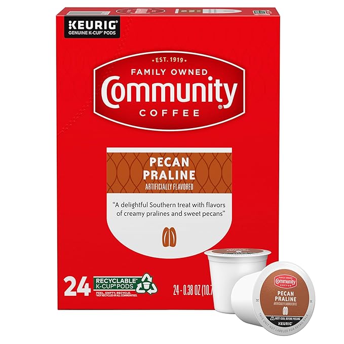 Community Coffee Southern Pecan Praline Flavored 24 Count Keurig K-Cup Coffee Pods, Medium Roast, 24 Count (Pack of 1)