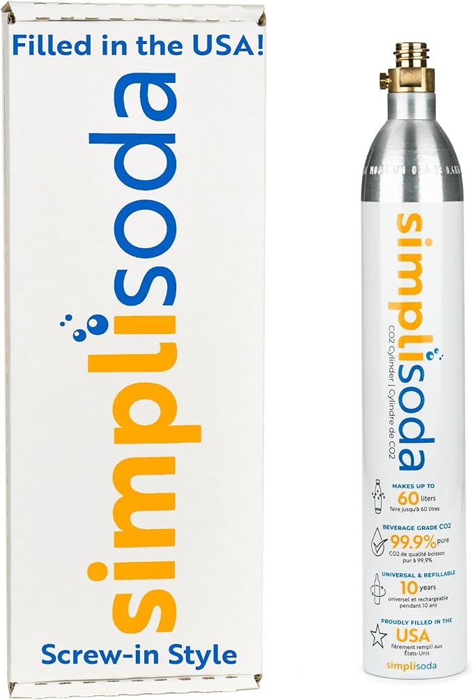 60L CO2 Canister Cylinders - Compatible w/Sodastream BLUE Screw-In Only, Ninja Thirsti, Philips, and More - Threaded Style Soda Streaming Machine CO2 Tanks Gas Refill, | 14.5 oz, 1 Pack