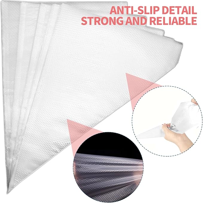 Disposable Piping Bags - 200 pcs 12 inch Pastry Bags, Anti-Burst Tipless Icing Bags for Cake, Cream Frosting, Cupcakes, Pastries and Cookies Decorating