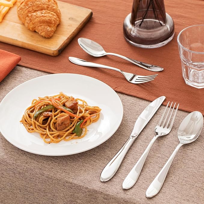 KINGSTONE 60-Piece Silverware Set for 12,18/10 Premium Stainless Steel Flatware Set, for Home, Restaurant, Wedding and Party Use, Mirror-Polished Cutlery Set, Dishwasher Safe.