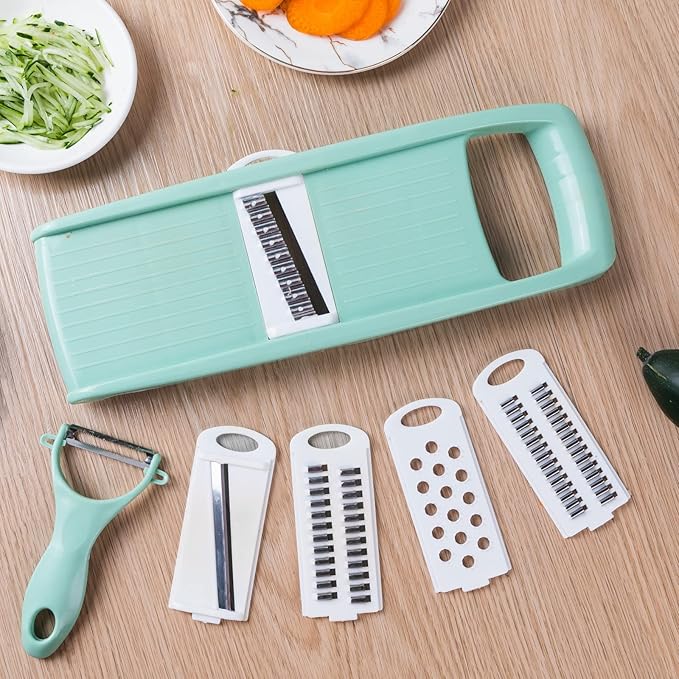 Mandoline Food Slicer for Kitchen 7-in-1 Vegetable/Cheese/Potato/Carrot/Cucumber Grater,Slicer, Cutter, Grinder,Waffle Fry Cutter For Potatoes,Julienne Peeler