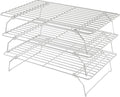Cooling Racks for Cooking and Baking - 3 Tier Stackable Grid Wire Baking Rack for Oven Cooking, Baking, Grilling, Roasting - Dishwasher Safe Bacon Rack - Silver