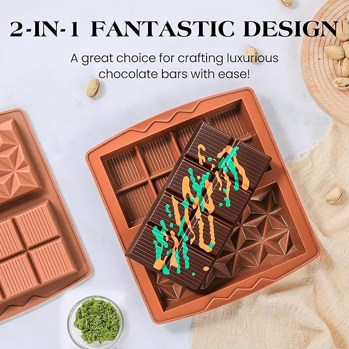 1 Inch Chocolate Bar Mold Deep Dubai Stuffed Chocolate Molds Silicone Large Break Apart Silicone Molds (Mix,1 Pc）