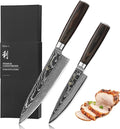 Wakoli ESE 2-Piece Damascus Chef Knife Set – 13-Inch & 9.3-Inch Professional Kitchen Knives | 67-Layer VG10 Core Steel | Ergonomic Pakkawood Handles | Premium Cooking Knives in Gift Box