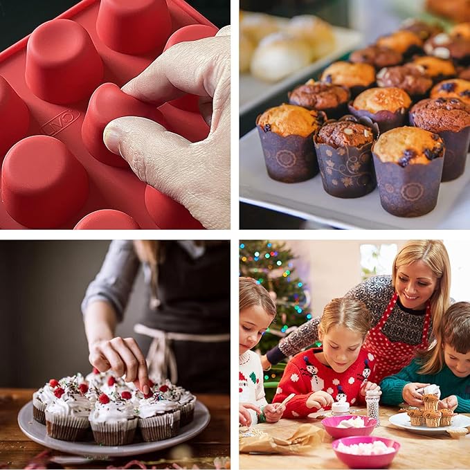 SILIVO 2-inch Deep Mini Muffin Pans Nonstick 24 Cup (2 Pack) - Mini Cupcake Pans - Silicone Muffin Tins for Muffins, Cupcakes and Egg Bites