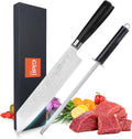 Gidli 8 Inch Chef Knife with Knife Sharpener Carbon Stainless Steel, Ultra Sharp, Ergonomic Wooden Handle, Gift Box – Kitchen Blade Set