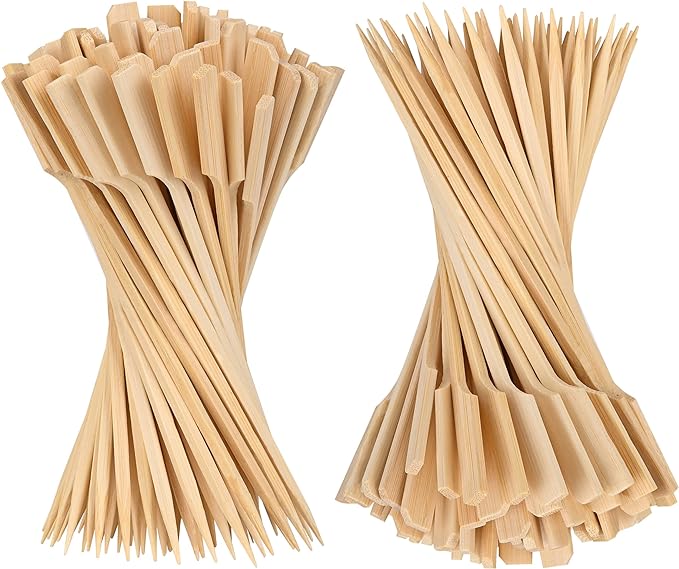 Bamboo Skewers 8 Inch, 200 PCS Cocktail Skewers, Wooden Skewers for Appetizers，BBQ，Fruit Kabobs，Sandwich，Drink.