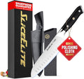 SliceElite Slice Series Santoku Knife 7 Inch High Carbon German Steel Blade Pakkawood Handle Dual Sheaths Kitchen Knife for Meat Cutting Chopping Chefs Cooking Tool Sharp Vegetable BBQ Knife Gift