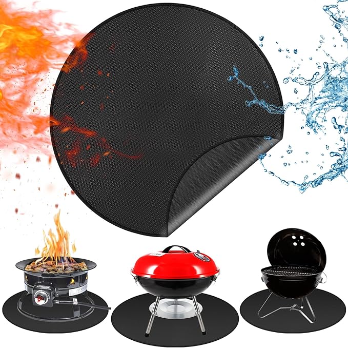 Round Fire Pit Mats for Under Fire Pit Compatible with Solo Stove, Accessories Compatible with Solo Stove , 3-Layer Fireproof Esay to Clean Grill Mats for Outdoor Grill to Protect the Deck, 39in