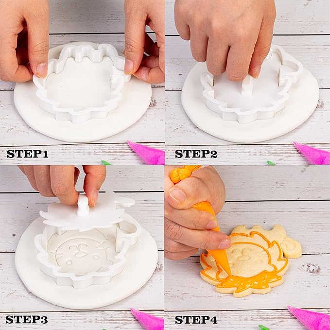 Flycalf Animal Cookie Cutter Koala with Plunger Stamps Cake Decoration for DIY Biscuit Cutter Baking PLA Cutter Molds for Party 4" Kitchen Supplies