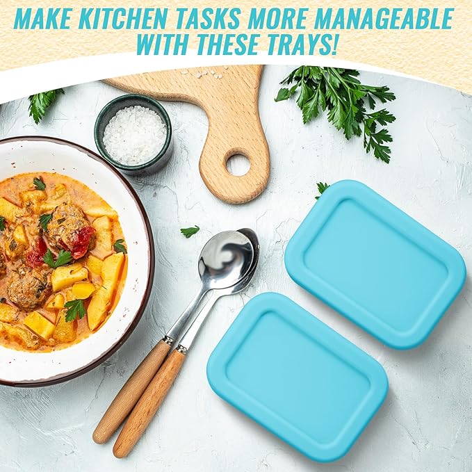 6 Packs 1 Cup Silicone Soup Freezer Molds with Lid Silicone Soup Freezer Trays Rectangle Reusable Food Preserving Tray Freezing Sauces Stews(Lake Blue)