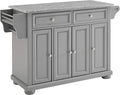 Crosley Furniture Alexandria Granite Top Rolling Kitchen Island Storage Cart, Microwave Stand, Spice Rack, Gray