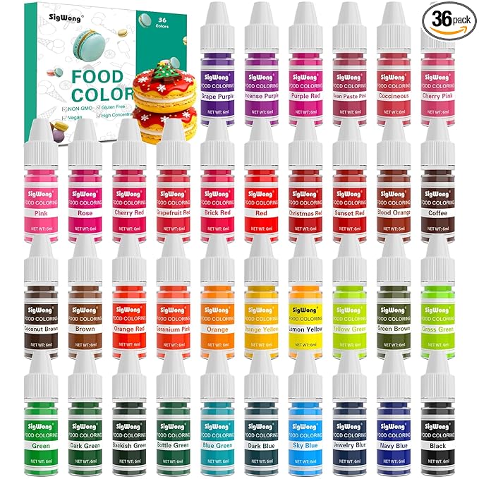 Food Coloring - 36 Color Concentrated Liquid Food Coloring Set - Neon Liquid Food Color Dye for Baking, Decorating, Icing, Cooking, Slime Making Kit and DIY Crafts, 6ml Bottles (0.25 Fl. Oz)
