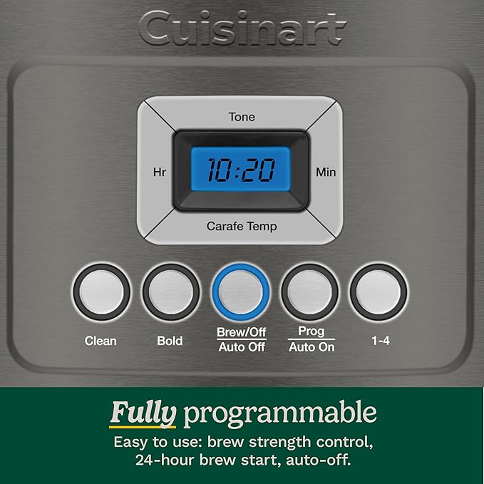 Cuisinart 14-Cup Coffee Maker, Programmable PerfecTemp Glass Carafe Coffee Machine with 1-4 Cup Setting, Brew Strength Control and Brew Pause, Stainless Steel, DCC-3200BKSNAS, Black