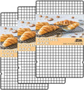 15.8”×9.8” Cooling Rack, 3P Stainless Steel Baking Rack, Oven Safe Cooling Racks for Cooking and Baking, Black Roasting Rack & Wire Rack & Cookie Cooling Rack for Roasting, Grilling, Drying