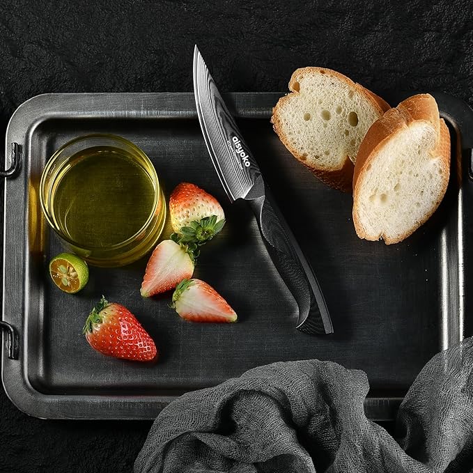 4.5 Inch Paring Knife, Damascus Steel Chef Knife with Ergonomic G10 Handle, VG10 High Carbon Steel, Professional Kitchen Knife for Fruit Vegetable Carving, Ultra Sharp Blades