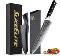 SliceElite Elite Series 8 Inch Chef Knife VG10 Damascus Steel Forged G10 Handle Sharp Kitchen Vegetable Meat Chopper Cutting Cooking Carving Precision Cleaver BBQ Fruit Professional Gift Blade Tool