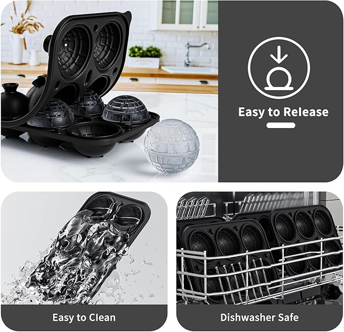 Bangp Large Ice Cube Tray for Whiskey,Sphere Ice Cube Molds, Silicone Ice Ball Maker Mold,Fun Shapes Ice Cube Mold for Cocktails, Bourbon,Brandy