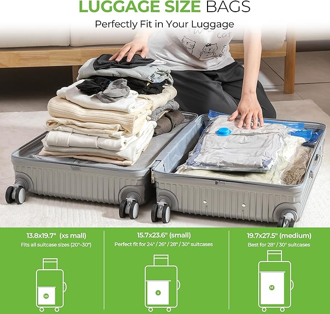 Vacuum Storage Bags for Travel - 15 Pack Compression Packing with Wireless Electric Pump for Luggage Vacuum Seal Bags for Clothes Suitcase Space Saver Organizer 5 XSmall/5 Small/5 Medium